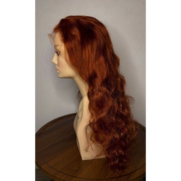 28” Long Ginger Wavy Synthetic Auburn Wig Lace Front NEW - Picture 5 of 8